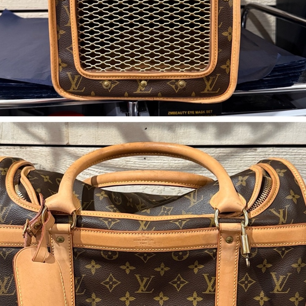 Louis Vuitton Brown Monogram Pet Carrier with Tan Trim